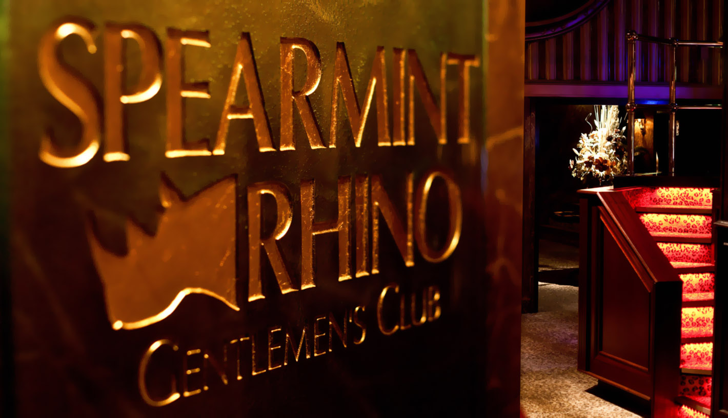 Placard inside Spearmint Rhino