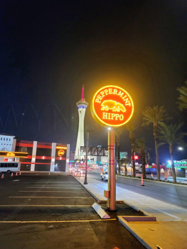 Peppermint Hippo street sign on Las Vegas Boulevard