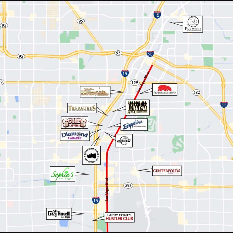 Map of the strip clubs in Las Vegas