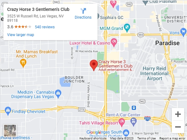 Map of Crazy Horse 3 strip club in Las Vegas