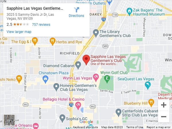Map of Sapphire strip club in Las Vegas