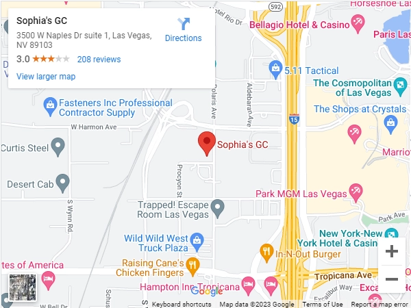 Sophias strip club map Las Vegas