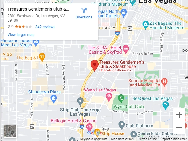 Map of Treasures Gentlemen's Club in Las Vegas